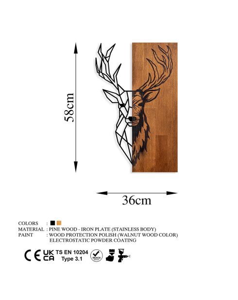 Wanddecoratie van walnoot/zwart hout - 36x58 cm
