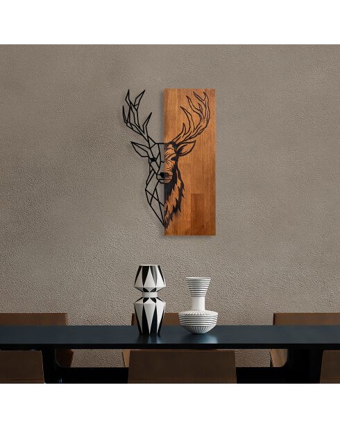 Wanddecoratie van walnoot/zwart hout - 36x58 cm