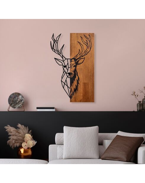 Wanddecoratie van walnoot/zwart hout - 36x58 cm