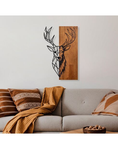Wanddecoratie van walnoot/zwart hout - 36x58 cm