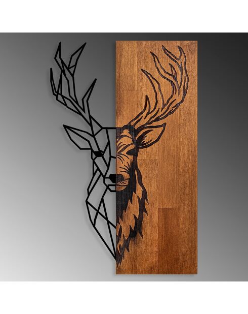Wanddecoratie van walnoot/zwart hout - 36x58 cm