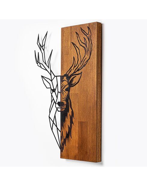 Wanddecoratie van walnoot/zwart hout - 36x58 cm