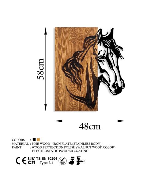 Wanddecoratie van walnoot/zwart hout - 48x57 cm