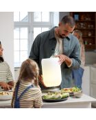 Lampe Enceinte Bluetooth sans fil Atmos par Jacob Jensen Design argenté brossé - 21.5x21.5x35.4 cm