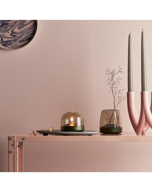 Bougeoir Glow 08  vert - D.9.4x8.1 cm