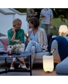 Lampe Enceinte Bluetooth sans fil Atmos par Jacob Jensen Design argenté brossé - 21.5x21.5x35.4 cm