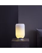 Lampe Enceinte Bluetooth sans fil Atmos par Jacob Jensen Design argenté brossé - 21.5x21.5x35.4 cm