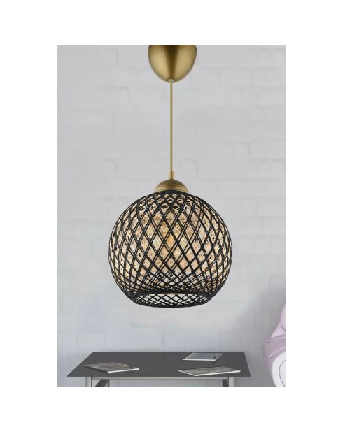 DL167 schwarz-goldene Pendelleuchte - D.22x20x54 cm