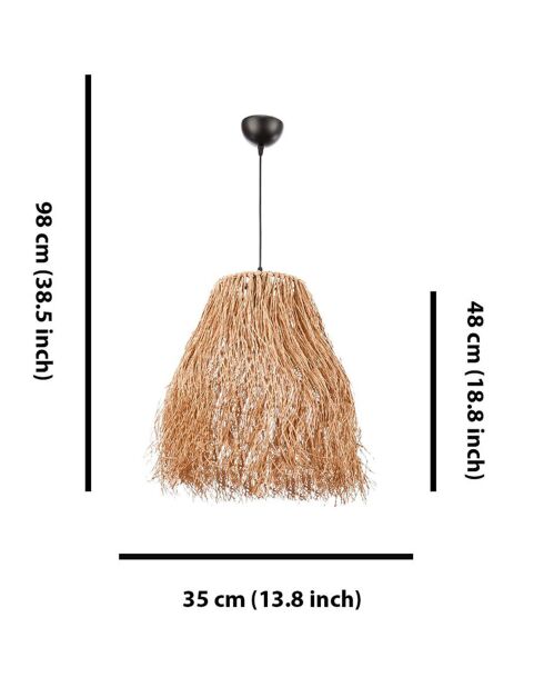 Natuurlijke suspensie met franjes - D.35x18x98 cm