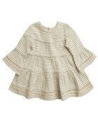 Robe Belle en Coton Biologique à rayures beige