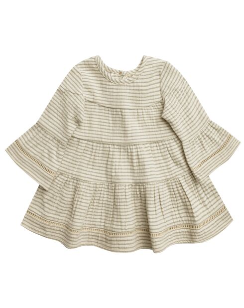 Robe Belle en Coton Biologique à rayures beige