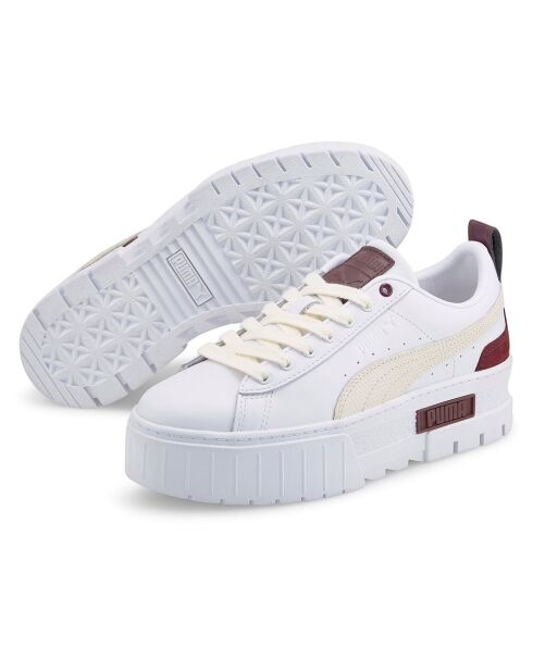 Baskets en Cuir Mayze Luxe blanc/bordeaux