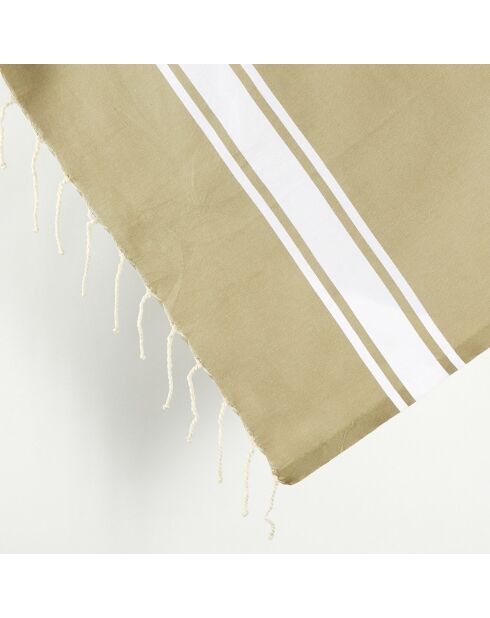 Fouta unie à bande tilleul - 100x200 cm
