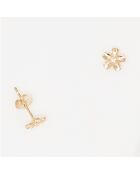 Orecchino singolo mini fiori in oro giallo e zirconio