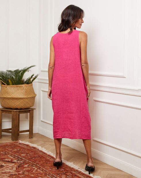 Alteo fushia jurk van 100% linnen