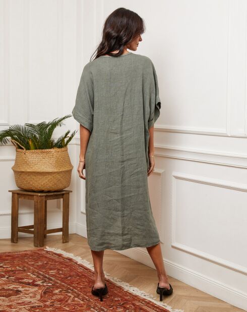 Robe 100% Lin Ambra kaki