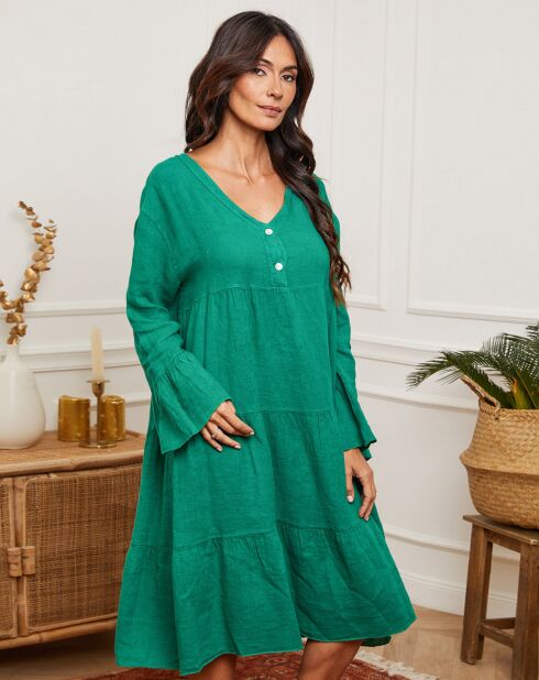 Robe 100% Lin Ameliz verte