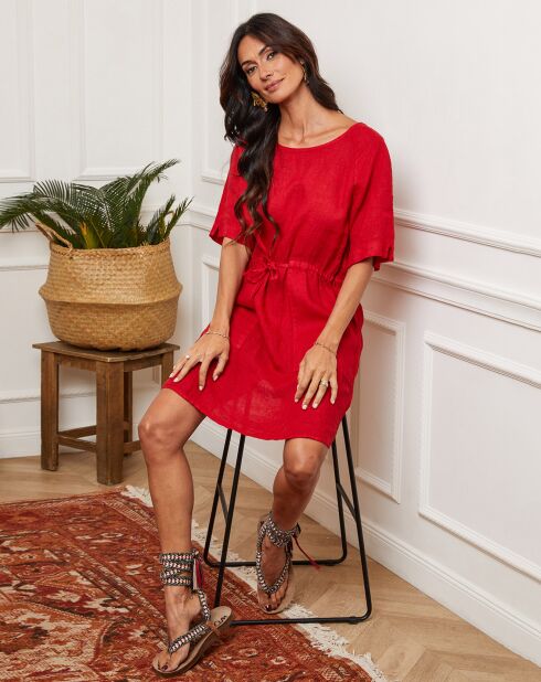 Robe 100% Lin Amerik rouge