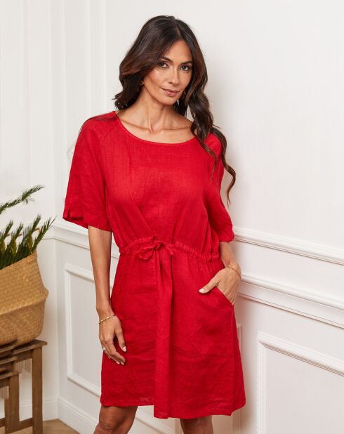 Robe 100% Lin Amerik rouge