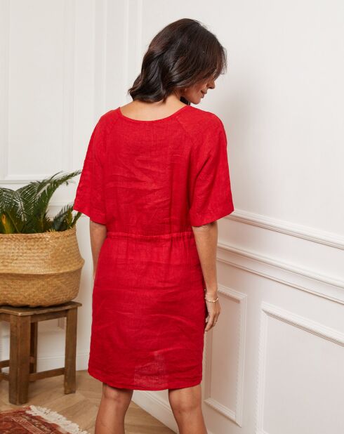 Robe 100% Lin Amerik rouge