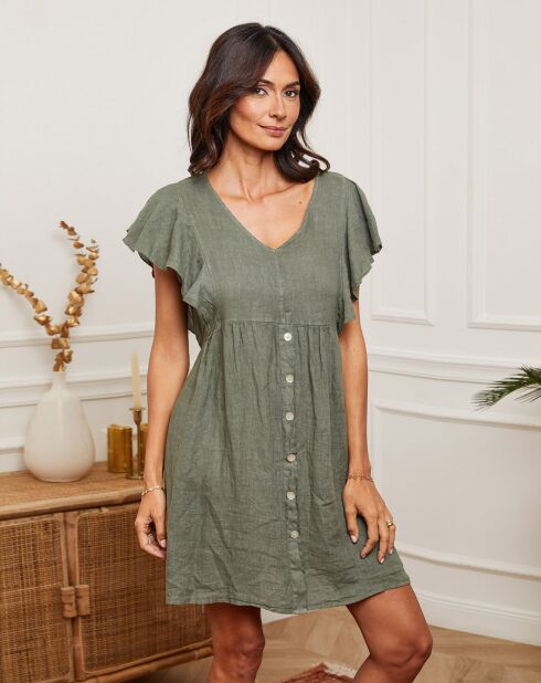 Robe 100% Lin Anapol kaki