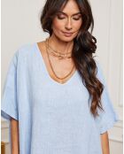 Robe 100% Lin Ania ciel