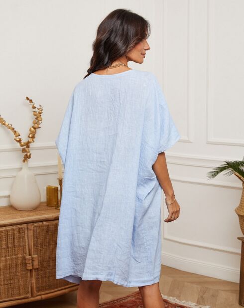 Robe 100% Lin Ania ciel