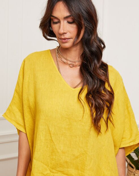 Robe 100% Lin Ania moutarde