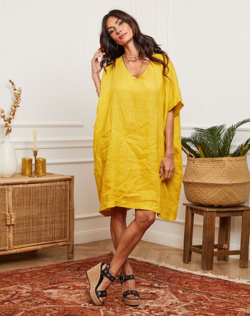 Robe 100% Lin Ania moutarde