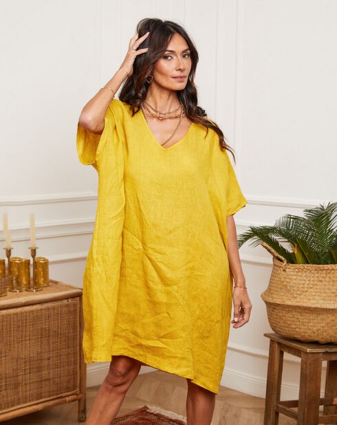 Robe 100% Lin Ania moutarde