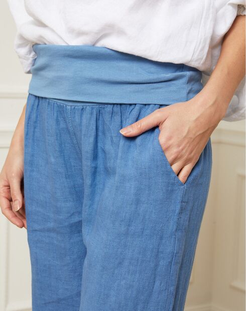 Pantalon 100% Lin Astrid indigo