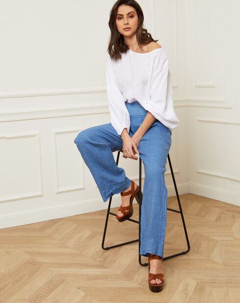 Pantalon 100% Lin Astrid indigo