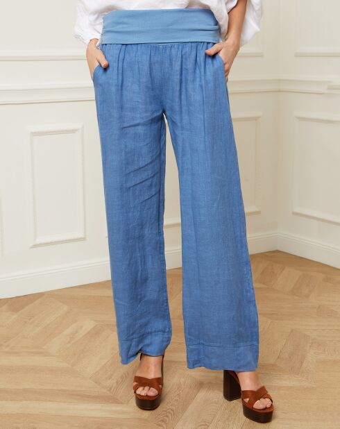 Pantalon 100% Lin Astrid indigo