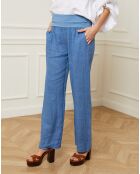 Pantalon 100% Lin Astrid indigo