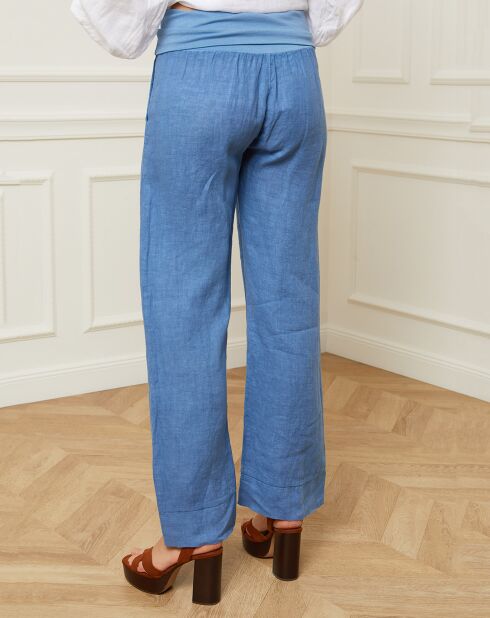 Pantalon 100% Lin Astrid indigo