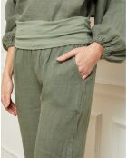 Pantalon 100% Lin Astrid kaki