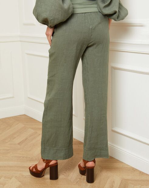 Astrid kaki broek van 100% linnen