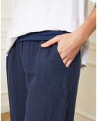 Pantalon 100% Lin Astrid marine