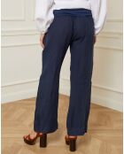 Pantalon 100% Lin Astrid marine