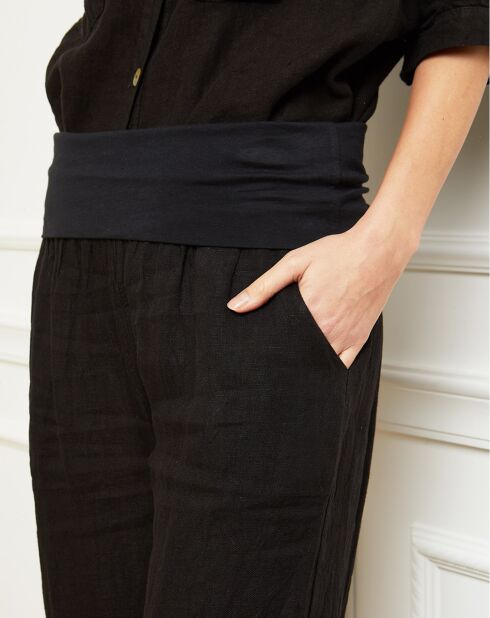Pantaloni neri Astrid 100% lino