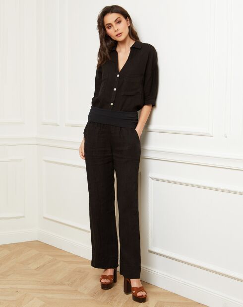 Pantaloni neri Astrid 100% lino