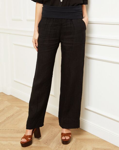 Pantaloni neri Astrid 100% lino
