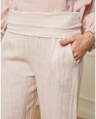 Pantalon 100% Lin Astrid rose