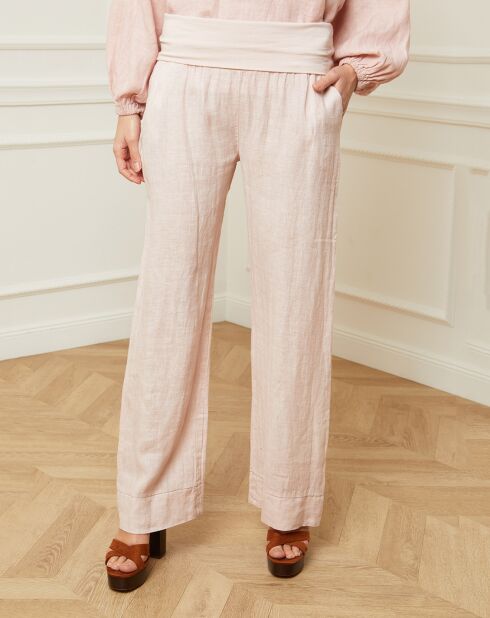 Pantalon 100% Lin Astrid rose