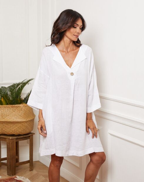 Aurore weißes Kleid aus 100% Leinen