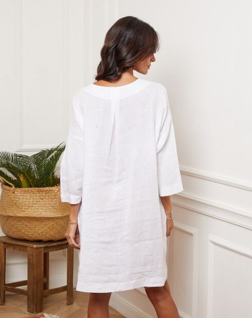 Aurore weißes Kleid aus 100% Leinen