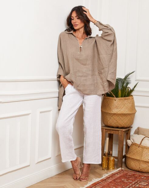 Tunique 100% Lin Brandy taupe