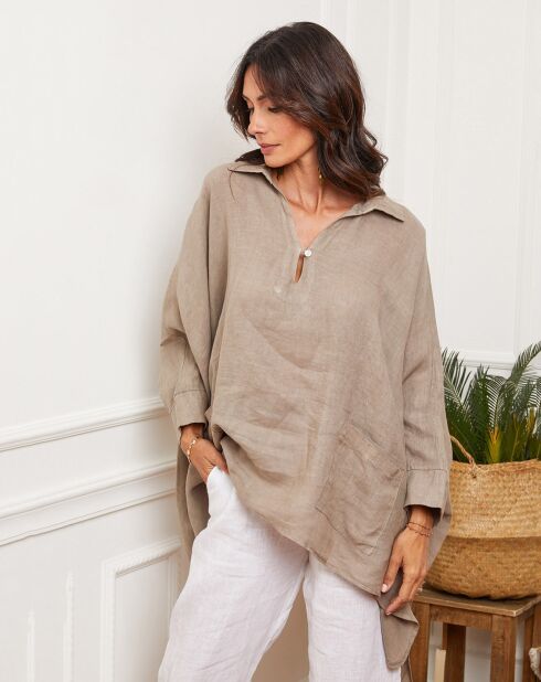 Tunique 100% Lin Brandy taupe