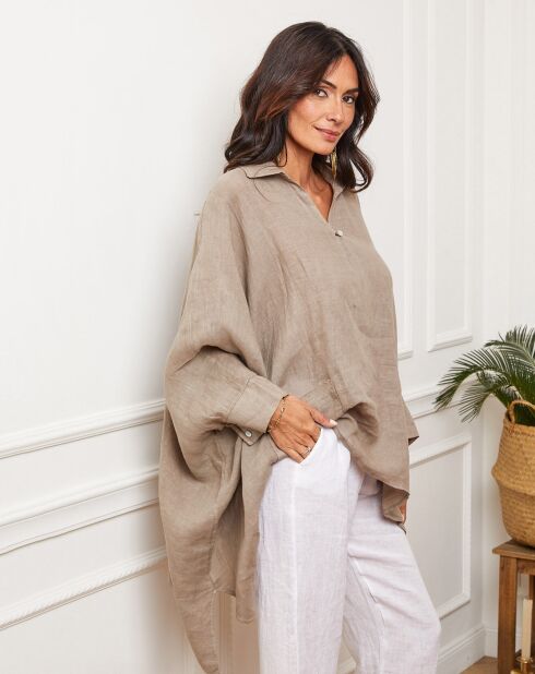 Tunique 100% Lin Brandy taupe