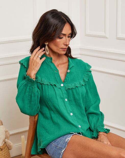 Chemise 100% Lin Camelo verte